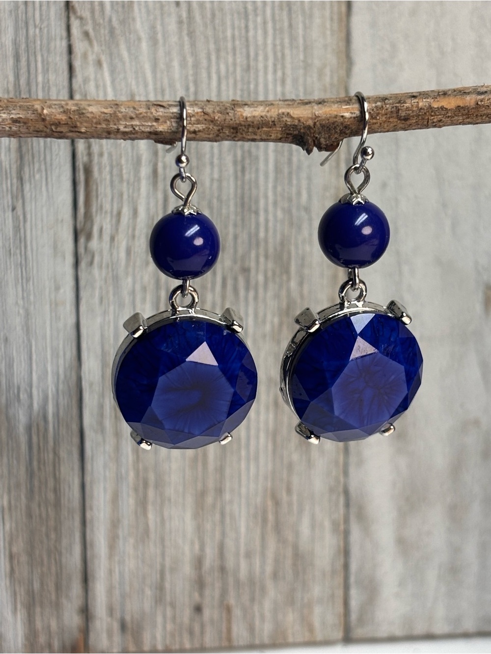 Sapphire Blue Statement Drop Earrings — Prong-Set